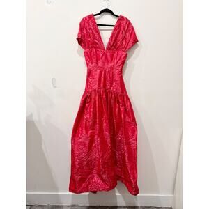 Silvia Tcherassi Natasha Jacquard Top & Danu Falda Maxi Dress Red Top L/Bottom M